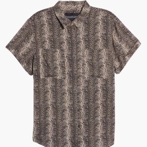 NWT WILDFANG The Empower Short Sleeve Button-Up Shirt in Snake